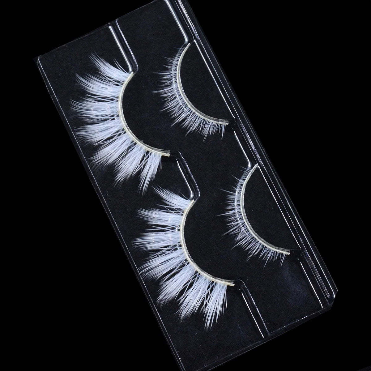 2 Pairs/cas 3D White Eyelashes Clear Band Snow Color Eye Lashes Cosplay Halloween Manga Lashes Makeup Up and Lower Bottom Lashes