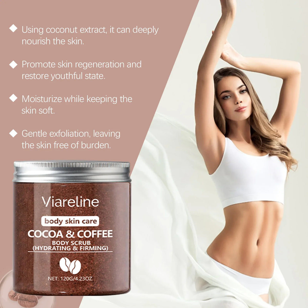 Exfoliating Sea Salt Body Scrub Deep Cleansing Remove Melanin Whiten Skin Shrink Pore Smooth Soft Nourish Coconut Coffee Scrub