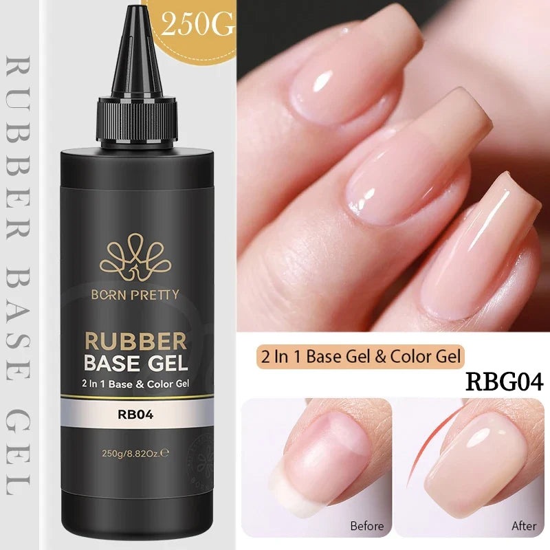 BORN PRETTY 250g Rubber Base Gel Refilled Package Jelly Milky White Nude Semi-Permanent Soak Off Self Leveling Construction Gel