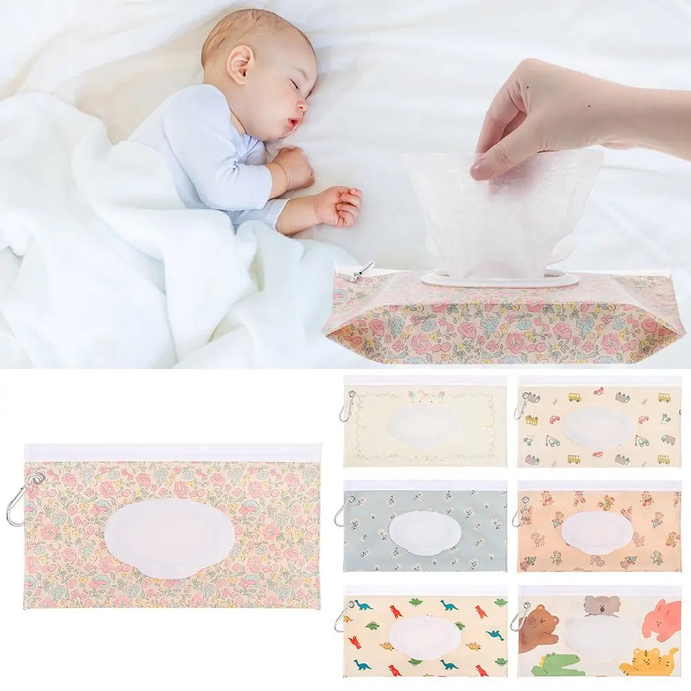EVA Baby Wet Wipe Pouch Portable Buckle Wipes Holder Case Flip Cover Snap-Strap Reusable Wet Wipe Bag Outdoor Tissue Box