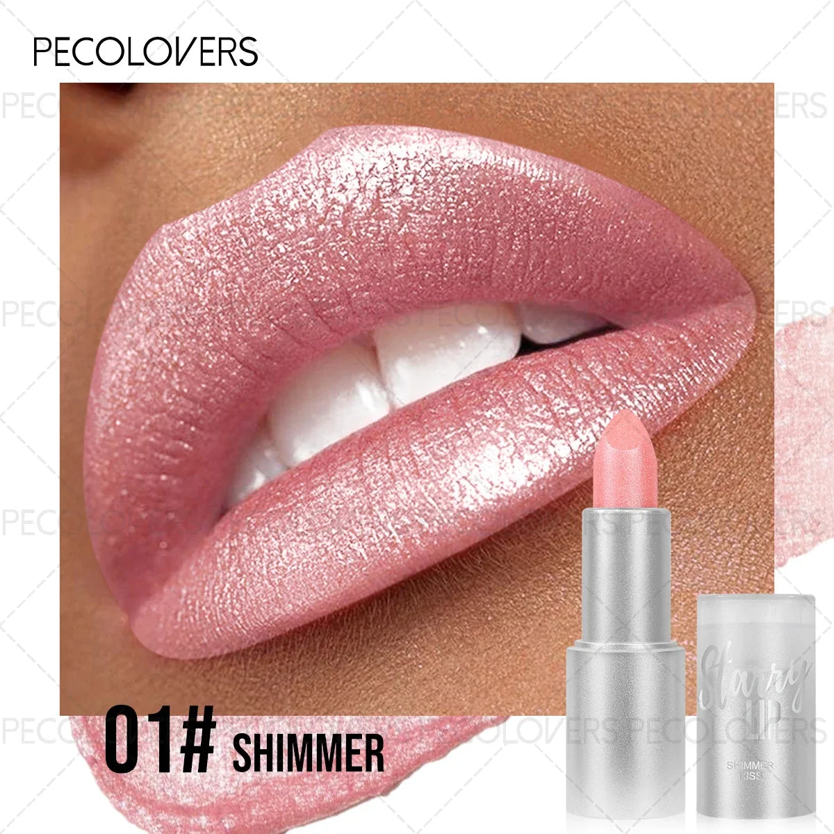 1PC Moisturizing Pearlescent Shimmer Lipstick, Glittering Purple/pink Tones, Soft Texture, Non-stick Cups, Silky, Christmas Gift