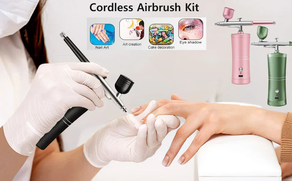 Airbrush Nails Compressor for Painting Makeup Portable Mini Cordless Airbrush Spary Gun for Nail Art Tattoo Cake Decor Painting