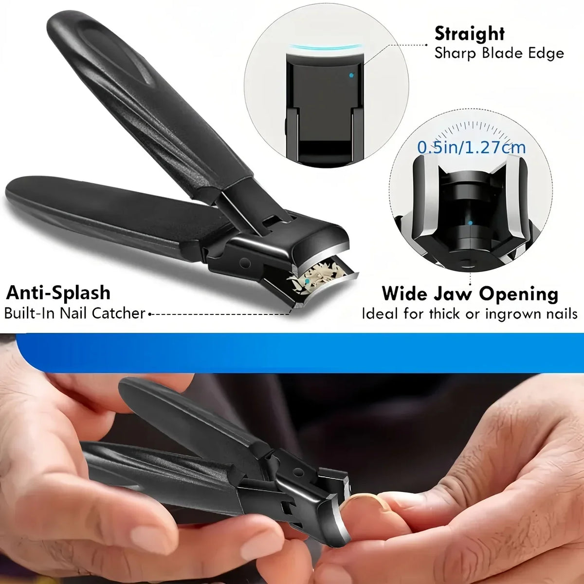 Heavy Duty Nail Clipper Set Stainless Steel Long Handle Large Opening Manicure Tools for Women Men In Stock Fast Shipping
