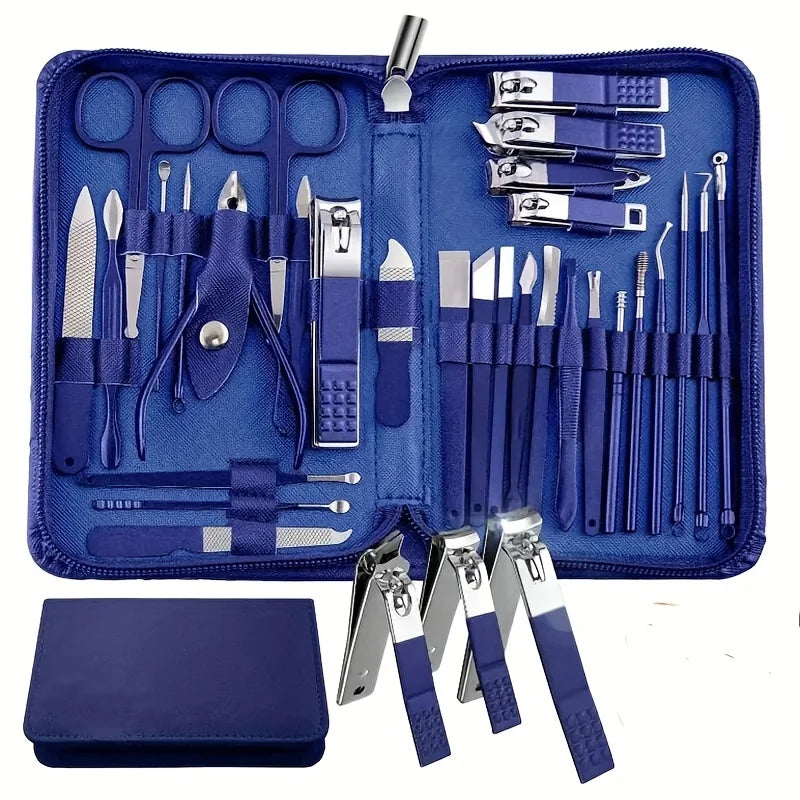 30 pcs Nail Clippers Manicure Tool Set, With Portable Travel Case, Cuticle Nippers And Cutter Kit, Professional Nail Clippers