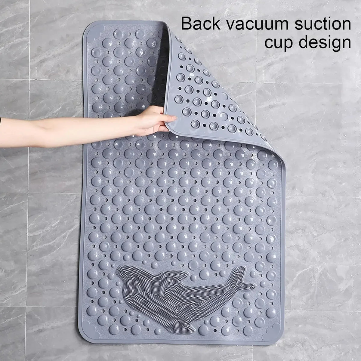1pc Dolphin Pattern PVC Non-Slip Bath Mat 35*70cm, Massage Safe Foot Rug For Bathroom Bathtub
