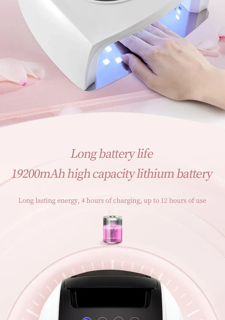 96W Magnetic Removable Bottom Nail Lamp Wireless Gel Polish Dryer Manicure Machine UV LED Light for Nail Portable Nail Lamp