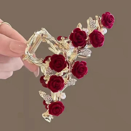 Fashion Antique Roses Hair Claw Clip for Women Stylish Hair Accessory