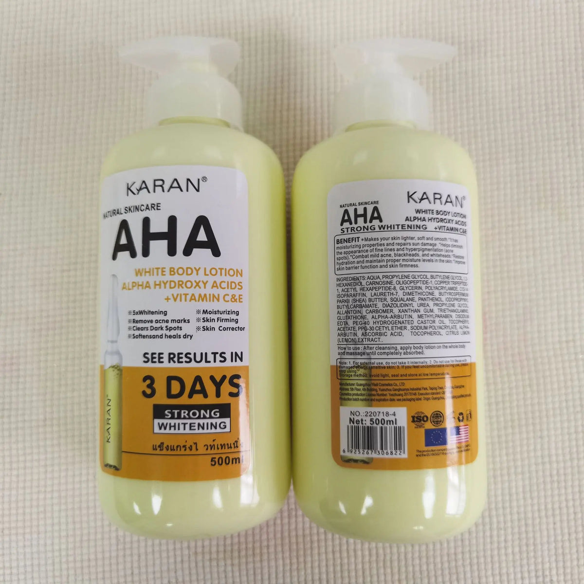 500ml Whitening Body Cream Hydroxy Acids Vitamin C&E Moisturizing Lightening Body Lotion Skin Care Remove Acne Marks