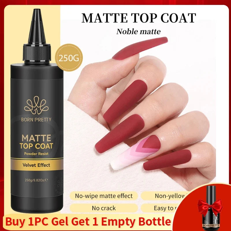 BORN PRETTY 250g Super Top Coat Gel Nail Polish Base Gel Matte Top Coat Semi-Permanent Varnish Soak Off Nail Art Functional Gel