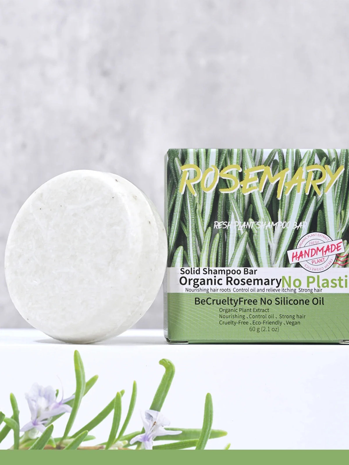 60g Natural Fragrance Rosemary Shampoo Soap, Handmade Soap Oil Control and Dandruff Removal Soap for Both Men and Women