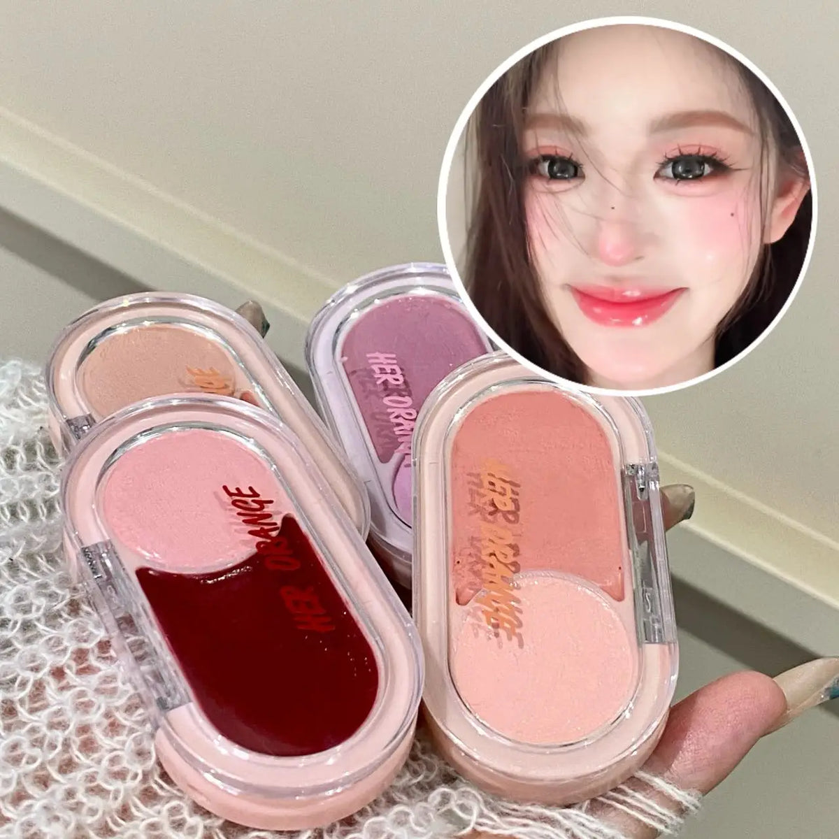 Herorange Two Tone Cream Blush Smooth Texture Natural Blend Waterproof Long Lasting Daily Date Makeup