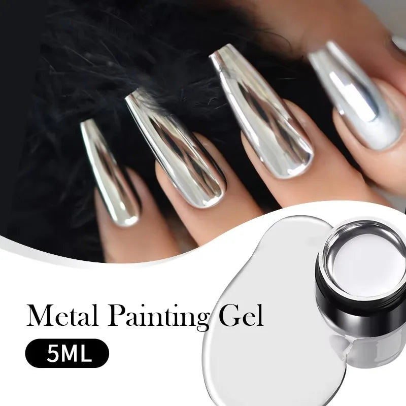 BORN PRETTY 5ml Super Sparkling Painting Gel Nail Polish Platinum Silver Gold Rose Glitter Graffiti Stripe Pull Line Nail UV Gel