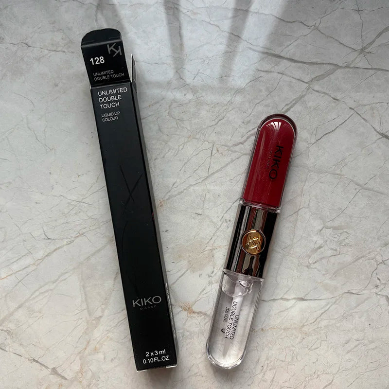 KIKO 3D Double Headed Lipstick Transparent Mirror Lip Gloss Non Fading Oil Sexy Rich Lip Gloss Milk Tea Bean Paste Naked Makeup