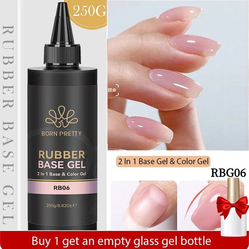BORN PRETTY 250g Rubber Base Gel Refilled Package Jelly Milky White Nude Semi-Permanent Soak Off Self Leveling Construction Gel