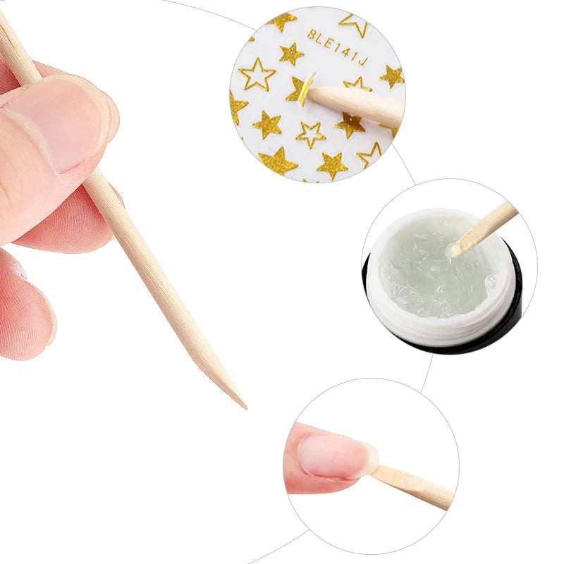 50/100/200/300pc/Set for Nail Different Sizes Orange Wood Sticks Cuticle Pusher Cuticle Remove Tool Manicure Pedicure Care Nails