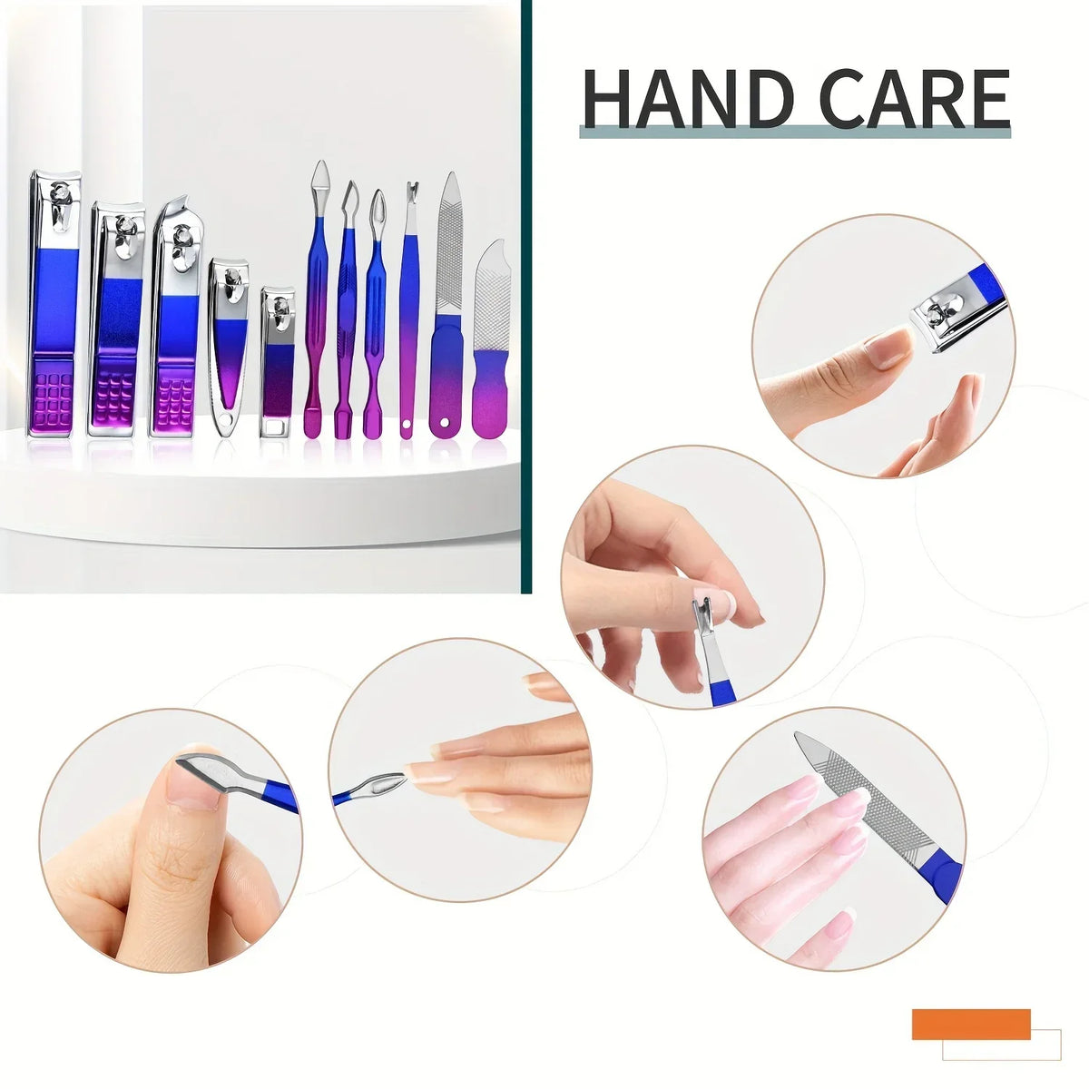 6/9/18/26/30pcs Manicure Set, Stainless Steel Gradient Professional Pedicure Kit Nail Scissors Grooming Kit With Travel Case