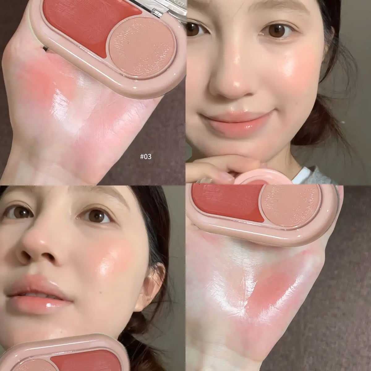 Herorange Two Tone Cream Blush Smooth Texture Natural Blend Waterproof Long Lasting Daily Date Makeup