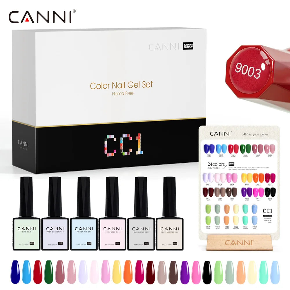9ml CANNI CC8 HEMA FREE Nail Gel Polish Kit Nail Manicure Full Coverage Solid Color Summer Nails Soak off UV LED Nail Gel Set