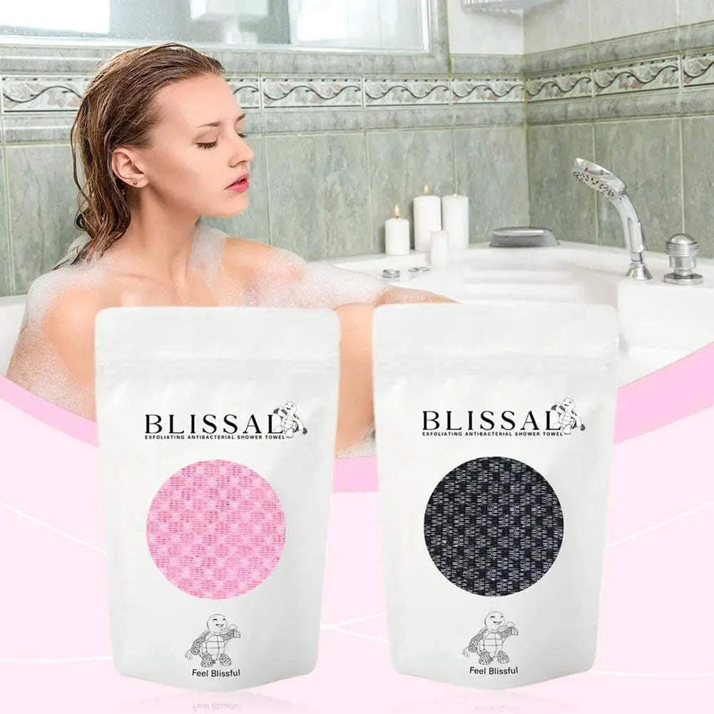 Back Scrubbing Towel Dual Sided Durable Exfoliating Body Towel Back Strap Unisex Detox Mud Back Scrub Extended Bathing Towel