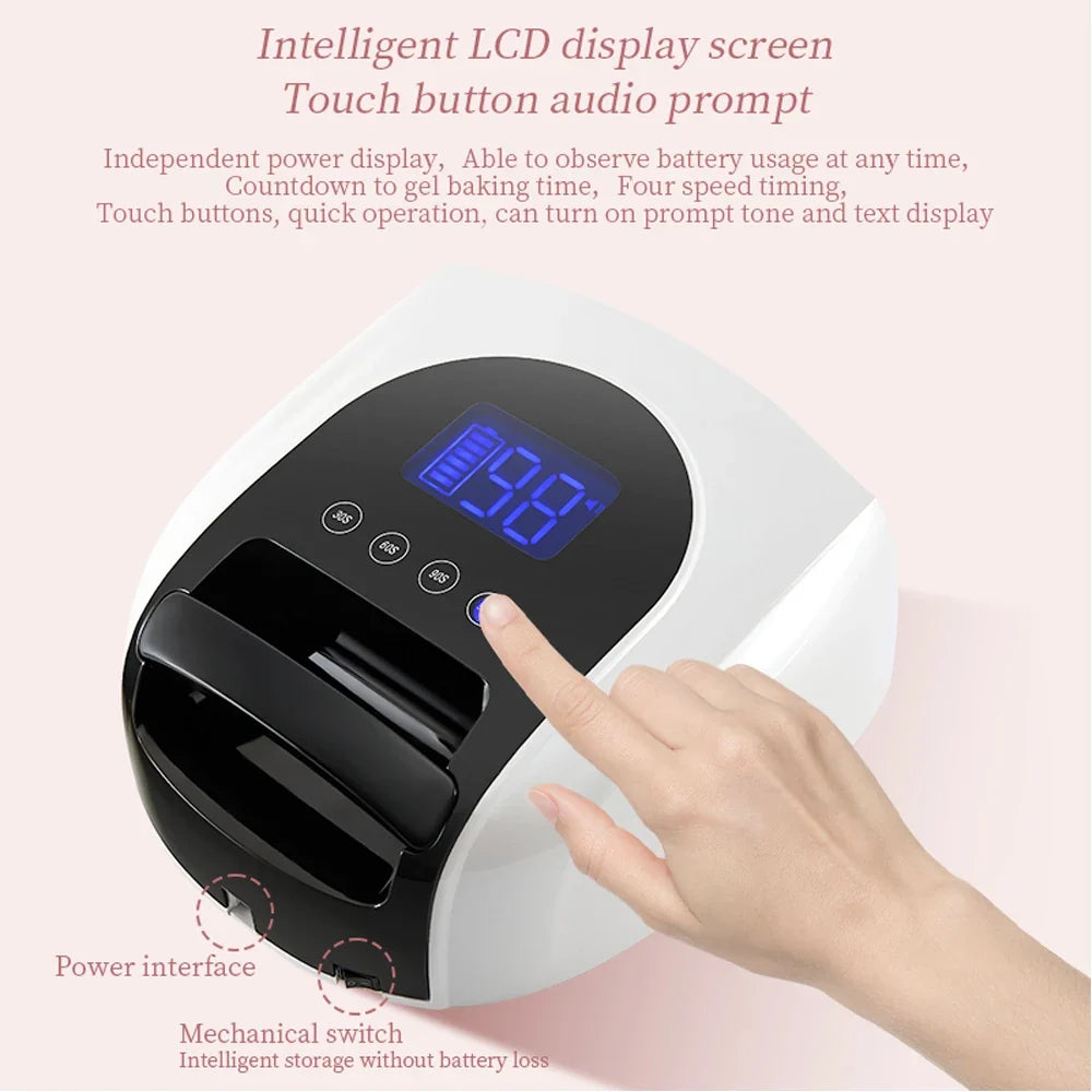 96W Magnetic Removable Bottom Nail Lamp Wireless Gel Polish Dryer Manicure Machine UV LED Light for Nail Portable Nail Lamp