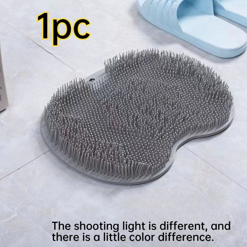 1 Gray Strong Anti Slip Suction Cup Floor Mat, Bath Towel, Back Foot Massage, Silicone Shower Pad