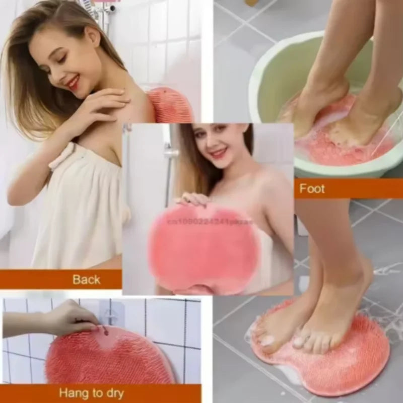 1/5pcs Silicone Wash The Foot Brush Bath Massage Mat Shower Back Brush Wall Mounted Foot Wash Mat with Suction Cup