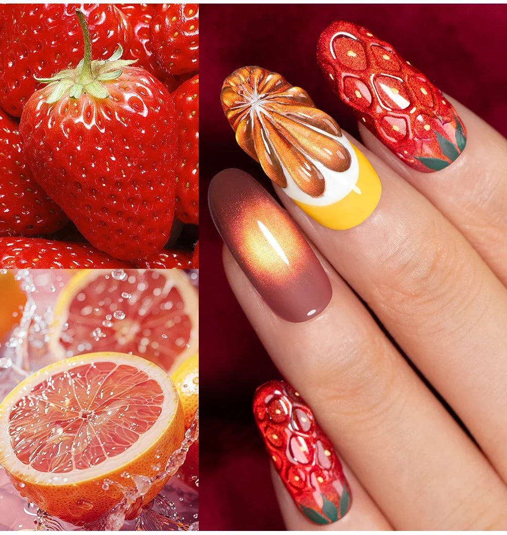 AWStorG 7.5ML Glass Cat Eye Fruit Color Magnetic Gel Nail Polish Vernis Semi Permanent Soak Crystal Gel Polish For Nails