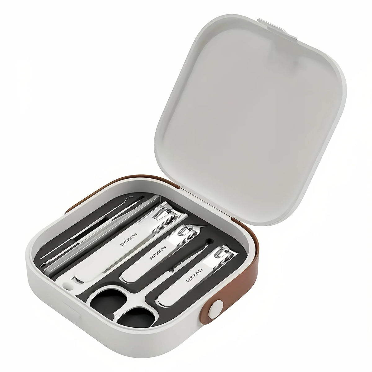 Anti-Splash Nail Clipper Set 8 Pcs Stainless Steel Manicure Pedicure Kit Portable Nail Tools with Storage Case for Men Women
