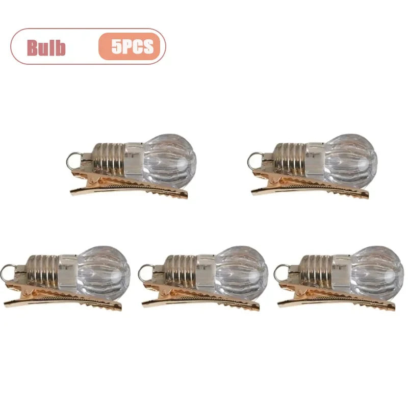 Funny LED Light Bulb Hair Clip Glow-in-the-Dark Hairpin for Women Unique Flashing Bangs Clipper Fun Hair Accessory for Events