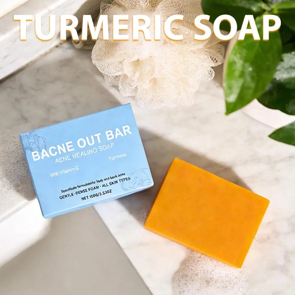 100g Turmeric Hand Made Soap Remove Pimples Anti Acne Whitening Skin Shower & Facial Soap Deep Cleaning For Body Face Skin Care