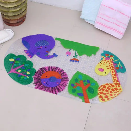 Cute Cartoon Anti-Slip PVC Bath Mats With Sucker 38cm*69cm Bathroom Multi-Color Carpet Bathtub Non-Slip Shower Soft Massage Pad
