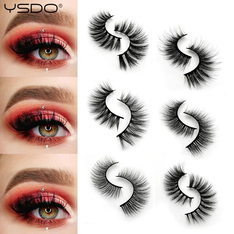 3/5 Pairs 3D Faux Mink Hair Soft Eyelashes Natural Thick Long False Eyelashes Dramatic Fake Lashes Handmade Eyelashes Faux Cils