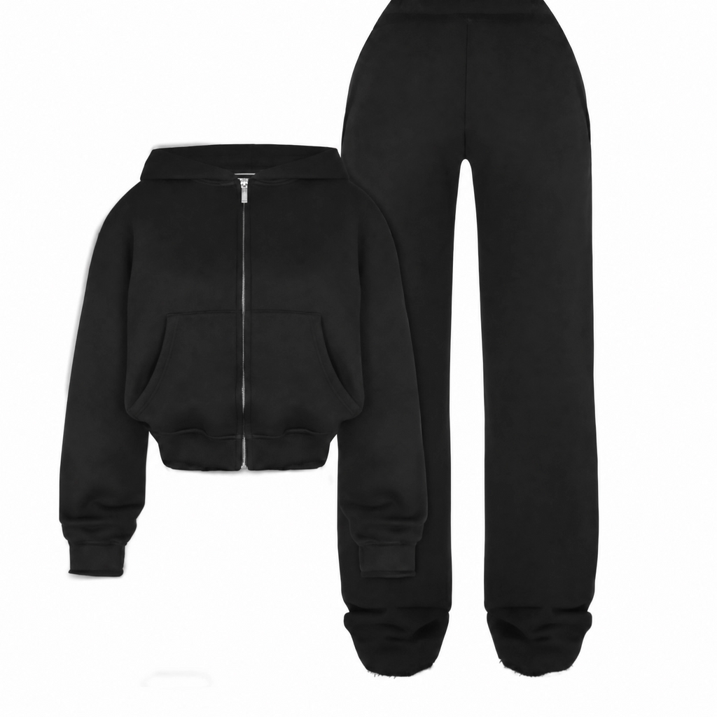 Prism Wellness Letter Sports Suit Zip-up Hooded Cropped Sweatshirt Top And Loose Drawstring Trousers Women's Fashion Clothing
