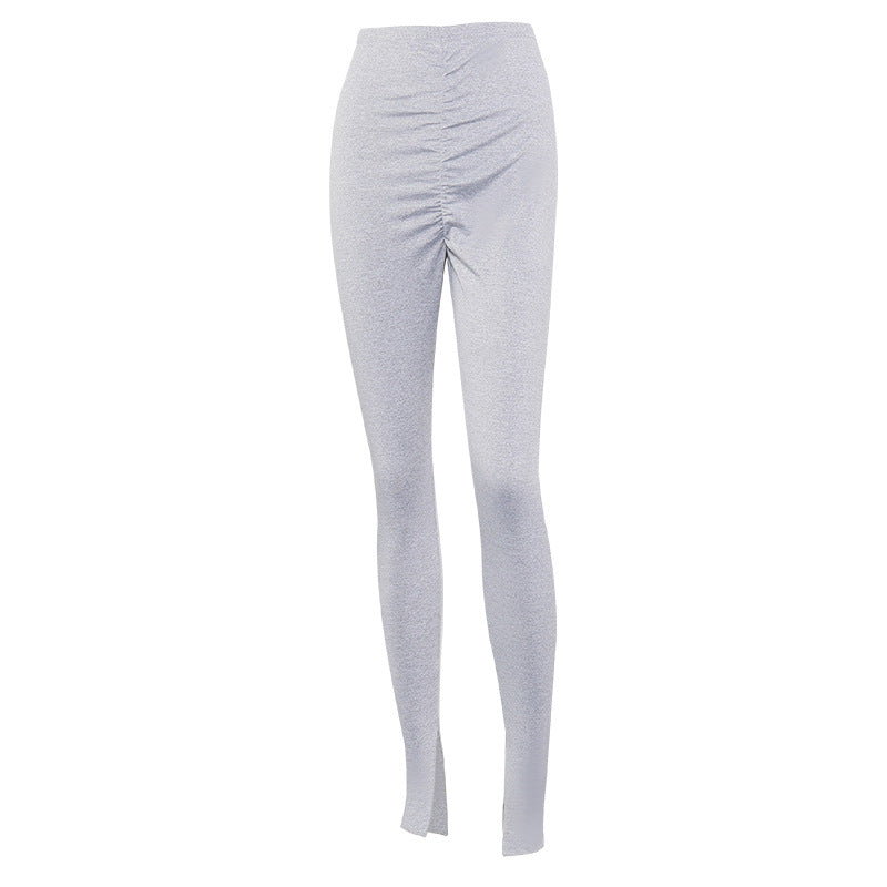 Autumn/Fall Solid Color Slim Pants