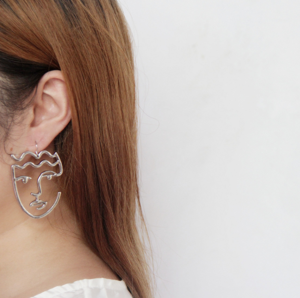 Fashionable Abstract Face Mask Double-Sided Earrings