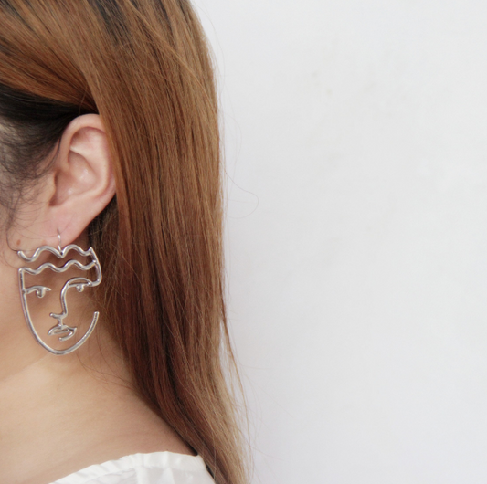 Fashionable Abstract Face Mask Double-Sided Earrings