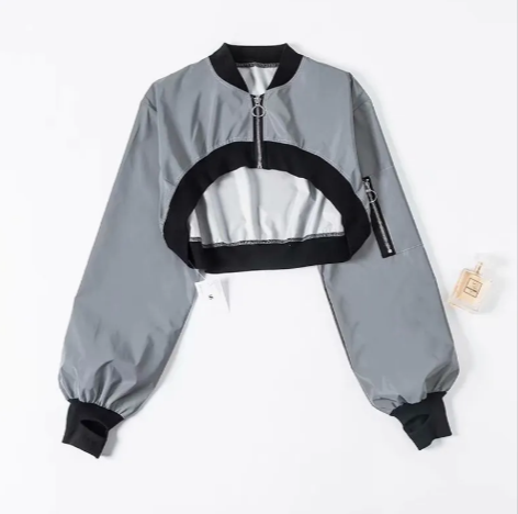 Reflective Zipper Sweater Jacket