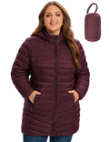 Prism Wellness Womens Plus Size Lightweight Puffer Jacket Womens Packable Winter Jacket Womens Puffy Jacket with Detachable Hood (Wine3X)