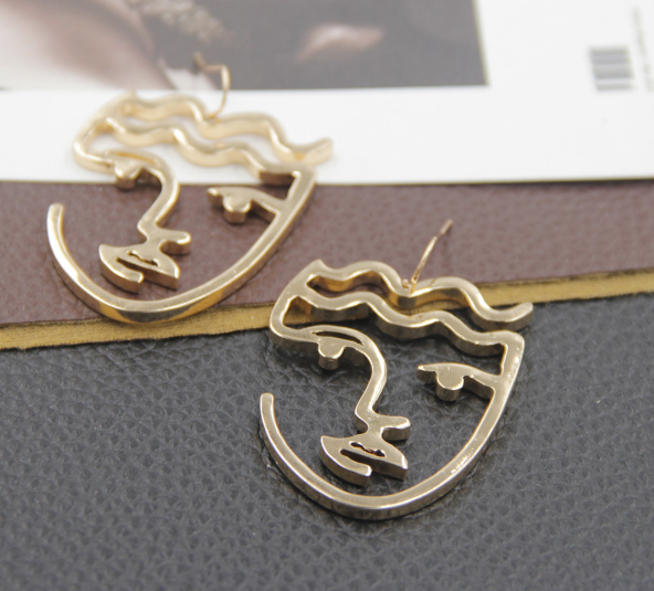 Fashionable Abstract Face Mask Double-Sided Earrings