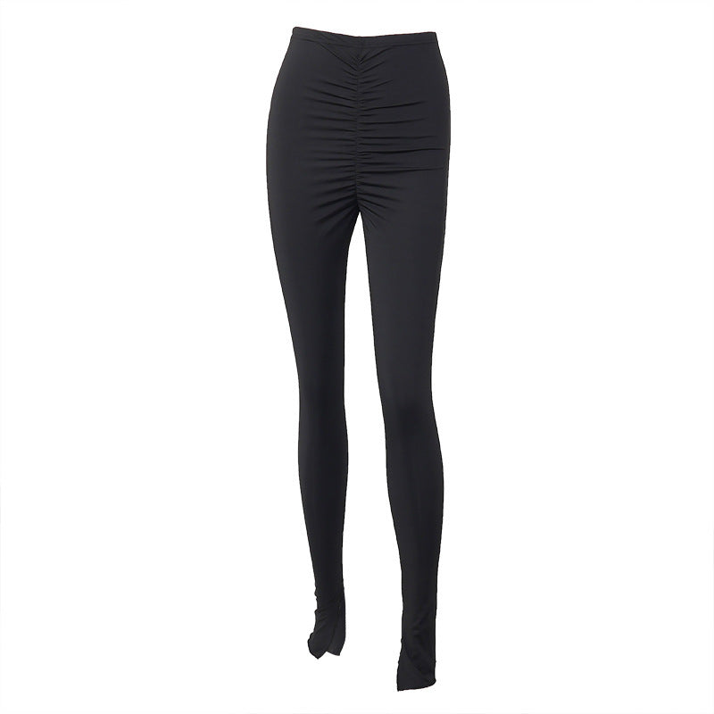 Autumn/Fall Solid Color Slim Pants