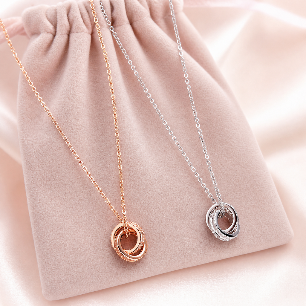 Prism Wellness S925 Silver Double Ring Necklace for Women