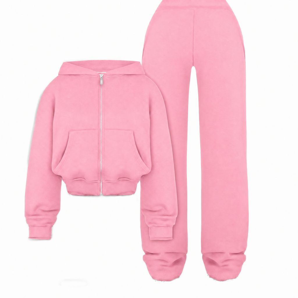 Prism Wellness Letter Sports Suit Zip-up Hooded Cropped Sweatshirt Top And Loose Drawstring Trousers Women's Fashion Clothing